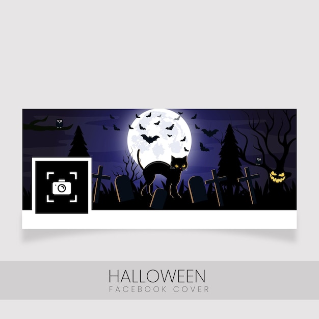 Gradient realistic halloween social media cover template.