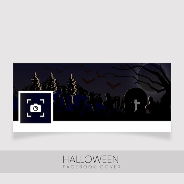 Gradient realistic halloween social media cover template.