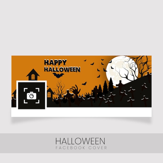 Gradient realistic halloween social media cover template.