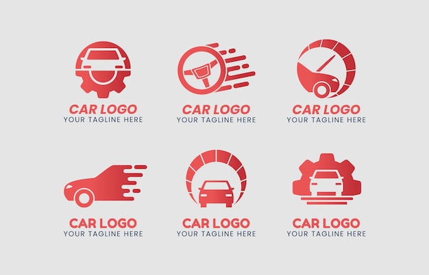 Gradient Red Car Logo Set