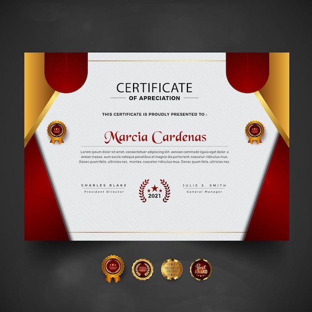 Gradient red modern certificate template