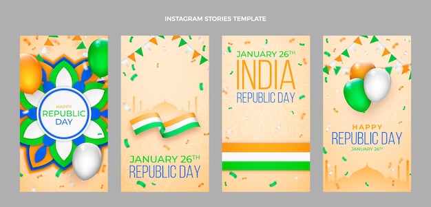 Gradient republic day instagram stories collection