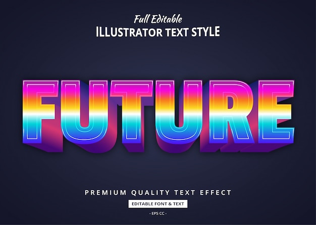 Vector gradient retro wave text effect