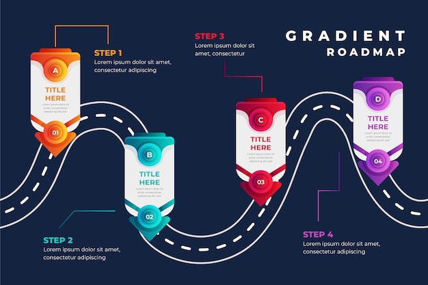 Vector gradient roadmap infographic template