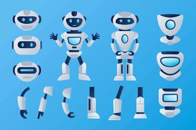 Gradient robot character constructor illustration