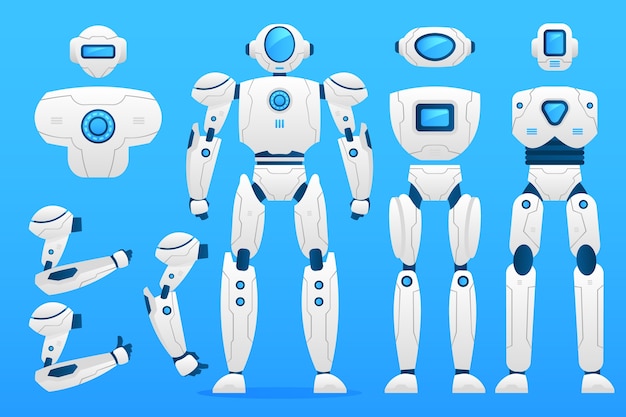 Vettore illustrazione del costruttore di caratteri del robot gradiente