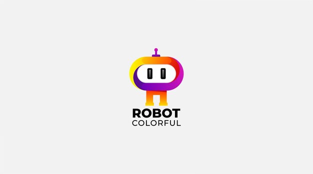 Illustrazione del design del logo vettoriale del robot gradiente