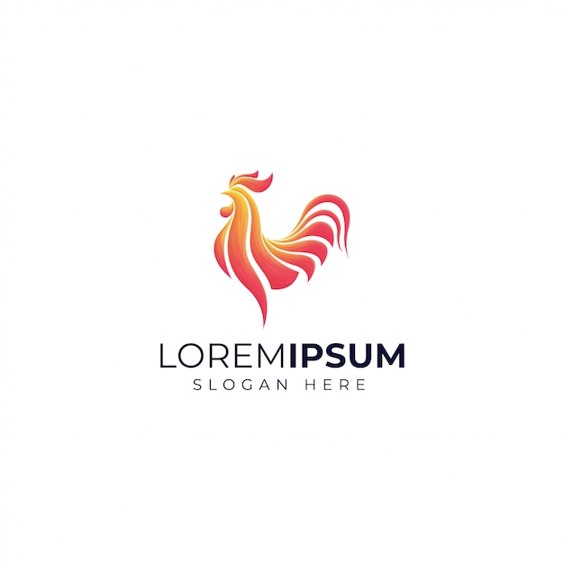 Vector gradient rooster logo template