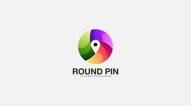 Gradient round pin logo design vector template