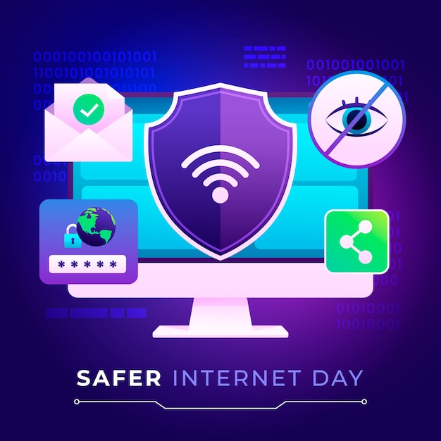 Vector gradient safer internet day illustration