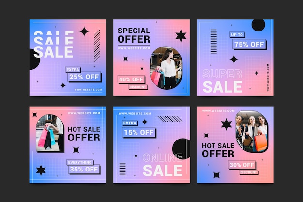 Vector gradient sale instagram posts collection