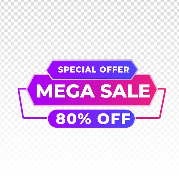 Gradient sale label on transparent background