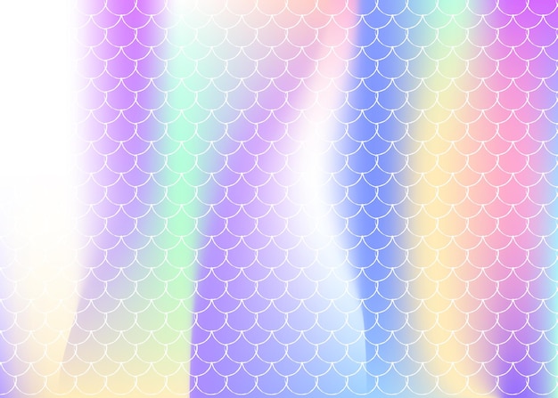 Gradient scale background with holographic mermaid. bright color transitions