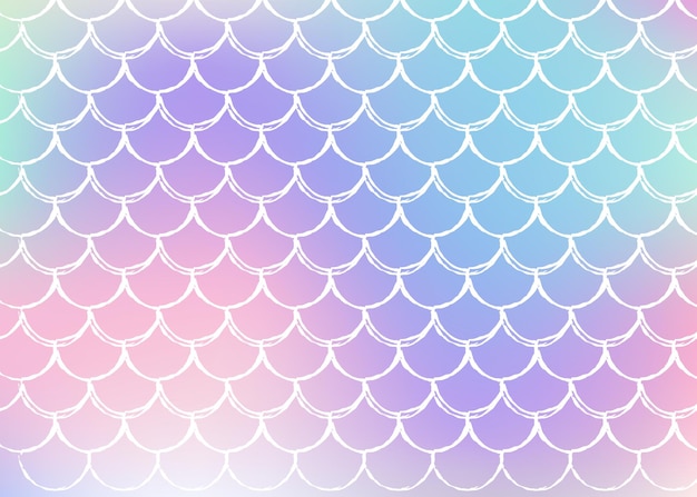 Vector gradient scale background with holographic mermaid