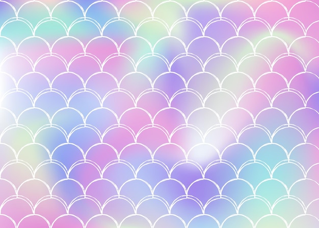 Gradient scale background with holographic mermaid