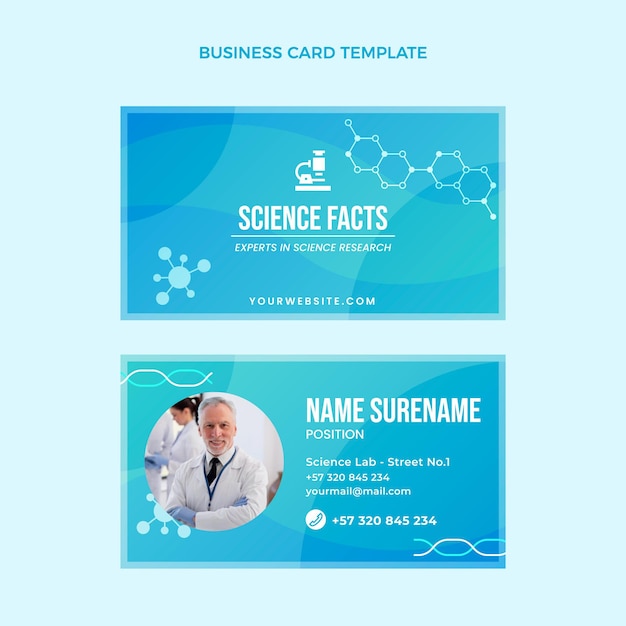 Gradient science business card horizontal