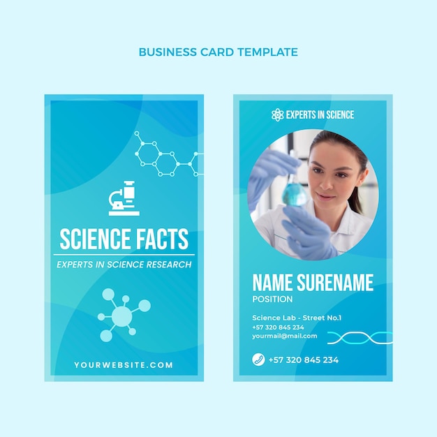 Vector gradient science business card vertical