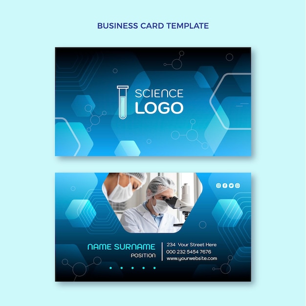 Vector gradient science horizontal business card