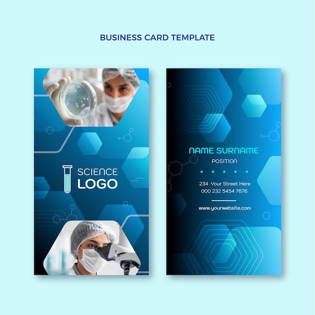 Vector gradient science vertical business card