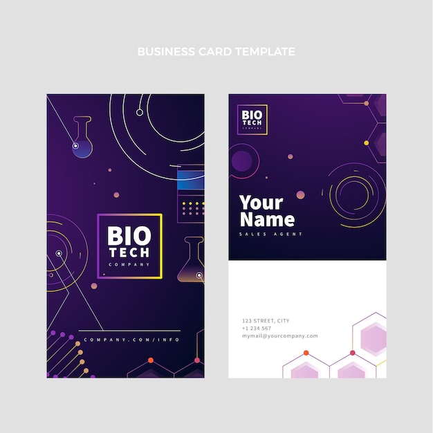 Vector gradient science vertical business card