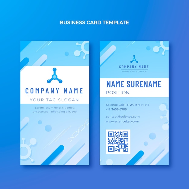 Vector gradient science vertical business card