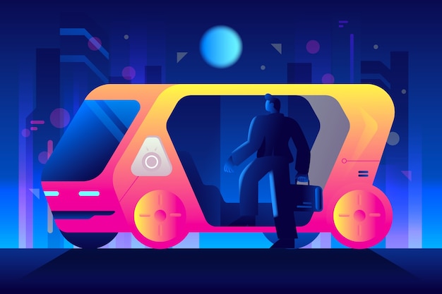 Vector gradient self driving car illustration