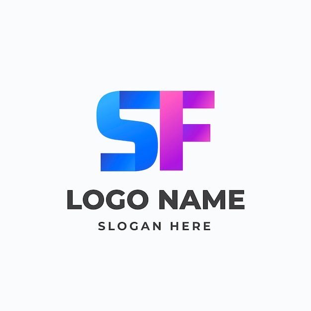 Modello di logo sf o fs sfumato