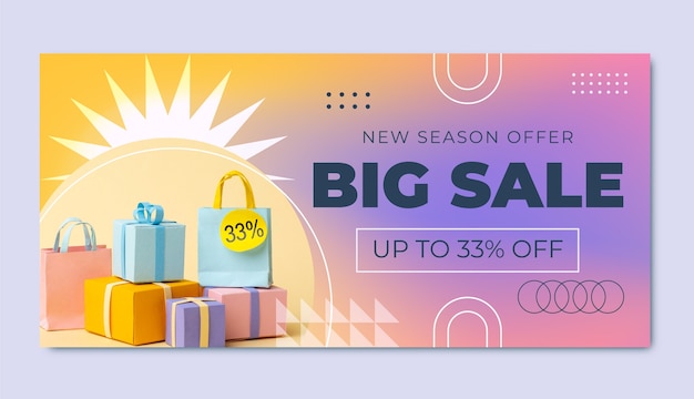 Vector gradient shopping discount horizontal sale banner