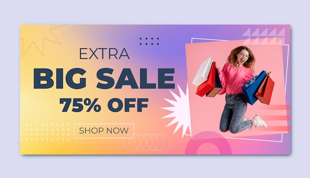 Vector gradient shopping discount horizontal sale banner