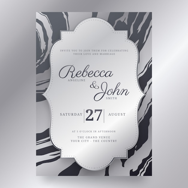 Vector gradient silver wedding invitation