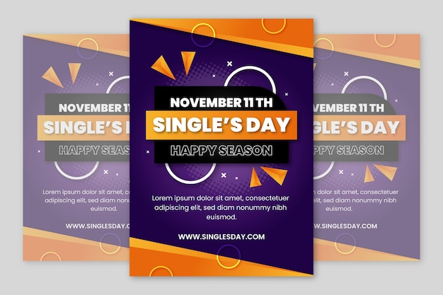 Vector gradient single's day vertical poster template