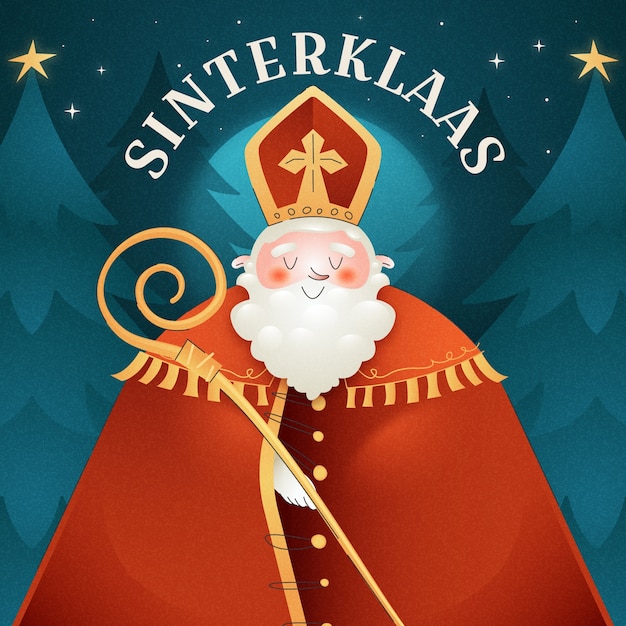 Vettore illustrazione di sinterklaas a gradiente