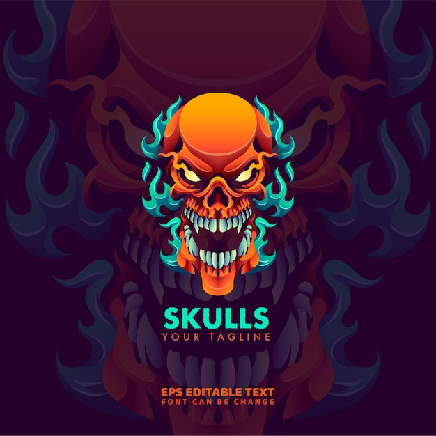 Gradient Skull Logo Template