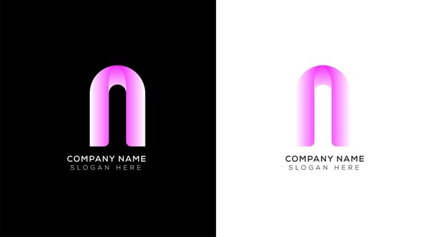 Vector gradient small letter n logo design