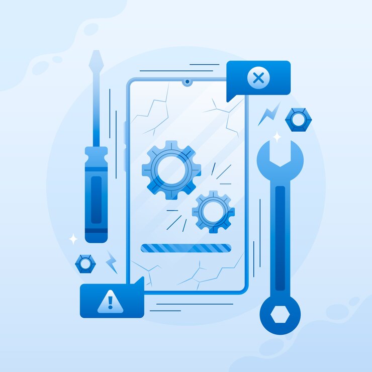 Vector gradient smartphone repair illustration