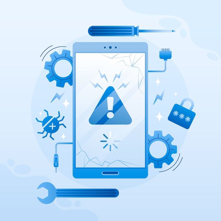 Vector gradient smartphone repair illustration