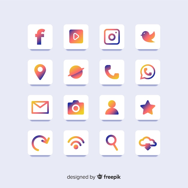 Vector gradient social media logo collection