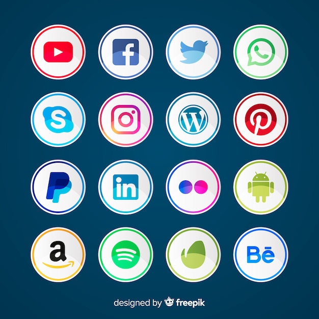 Vector gradient social media logo collection