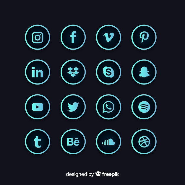 Vector gradient social media logo collection