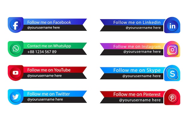 Gradient social media lower icons design with buttons