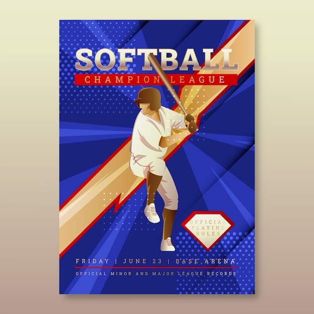 Vector gradiënt softbal poster sjabloon