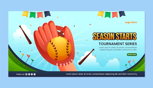 Vector gradient softball banner design