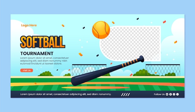 Vector gradient softball banner design