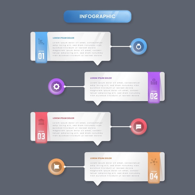 Infographics di bolle di discorso gradiente