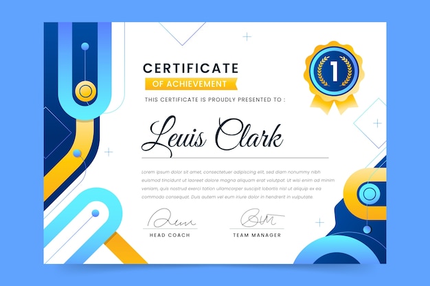 Gradient sport certificate template