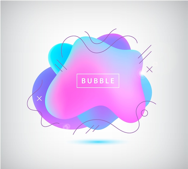 gradient spot, bubble with wavy lines. Abstract element for trendy vibrant color .