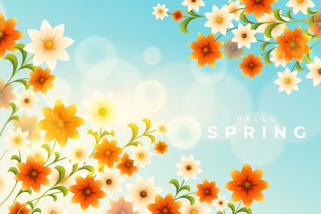 Gradient spring floral background