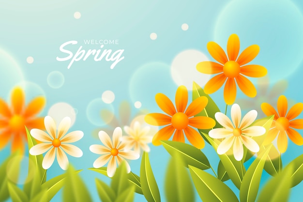 Gradient spring floral background