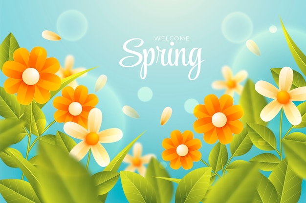 Gradient spring floral background