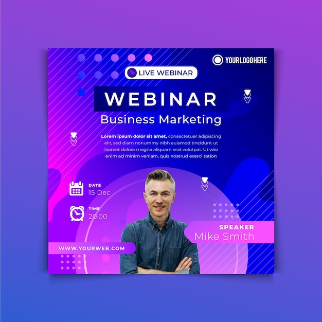 gradient square flyer template with photo